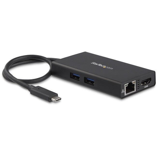 StarTech.com Adaptateur multiport USB-C - Station d'accueil de voyage USB-C avec HDMI 4K - Pass-Through PD 60 W, GbE, 2x USB-A - Mini station d'accueil USB Type-C
