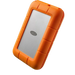 LaCie Rugged USB-C External hard drive slightly  oriented up and viewed from the front and angled on the left