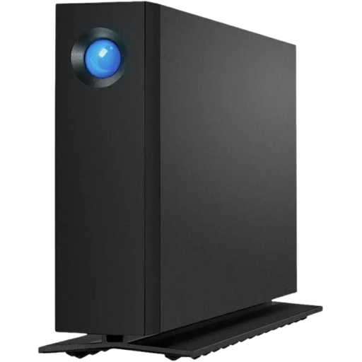 Disque dur externe LaCie d2 Professional noir vu de face et orienté vers la gauche