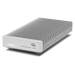 OWC Express 1M2 80G external SSD drive viewed from the front and angled to the left.
