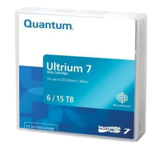 Quantum LTO 7 Ultrium case viewed from the front and angled to the left