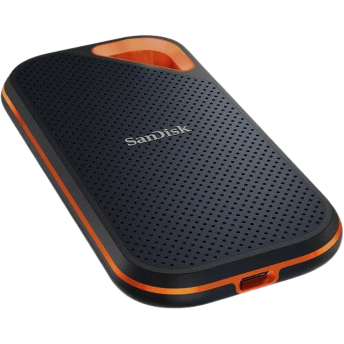 SanDisk Extreme Pro portable SSD angled down and to the right