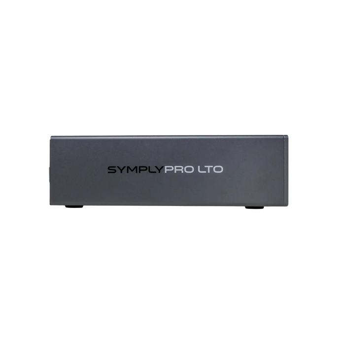 SymplyDIT Thunderbolt 3 LTO Desktop tape drive viewed from the side
