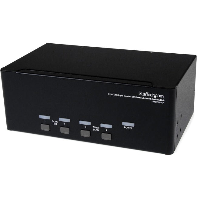 StarTech.com Commutateur KVM USB DVI triple moniteur 4 ports avec hub audio et USB 2.0