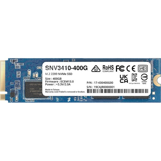 Unité SSD Synology SNV3000 SNV3410-400G 400 Go - M.2 2280 interne - PCI Express NVMe (PCI Express NVMe 3.0 x4)