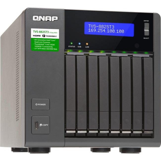 NAS QNAP Thunderbolt 3 à 8 baies 2,5 pouces avec connectivité 10 GbE