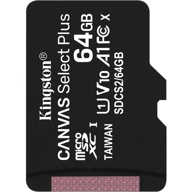 Kingston Canvas Select Plus 64 Go Classe 10/UHS-I (U1) microSDXC - 1 Pack