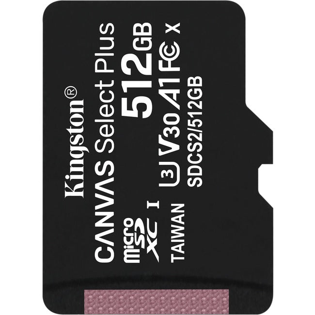 Kingston Canvas Select Plus 512 GB Class 10/UHS-I (U3) microSDXC - 1 Pack