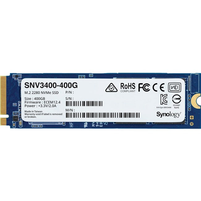 Synology SNV3400-400G 400 GB Solid State Drive - M.2 2280 Internal - PCI Express NVMe (PCI Express NVMe 3.0 x4)