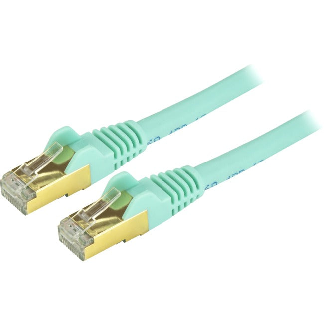StarTech.com Câble Ethernet CAT6a de 25 pieds - 10 Gigabits Catégorie 6a Blindé sans accroc 100 W PoE Cordon de raccordement - 10 GbE Aqua Câblage certifié UL/TIA