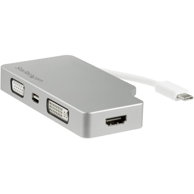 StarTech.com Adaptateur vidéo multiport USB C 4K/1080p - Adaptateur de moniteur USB Type C vers HDMI, VGA, DVI ou Mini DisplayPort - Aluminium argenté
