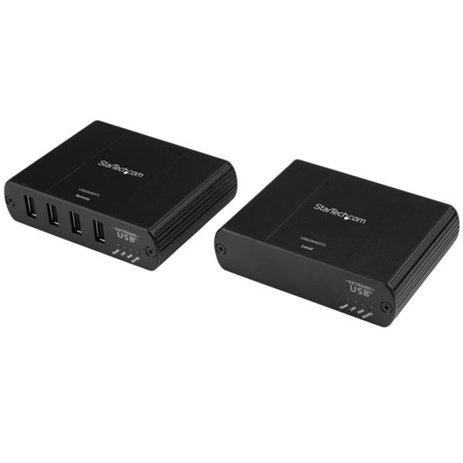 StarTech.com Hub d'extension USB 2.0 à 4 ports sur câble Ethernet Cat5e ou Cat6 - Kit d'extension USB 2.0 en métal 330 pi/100 m - ESD, alimenté, 480 Mbps