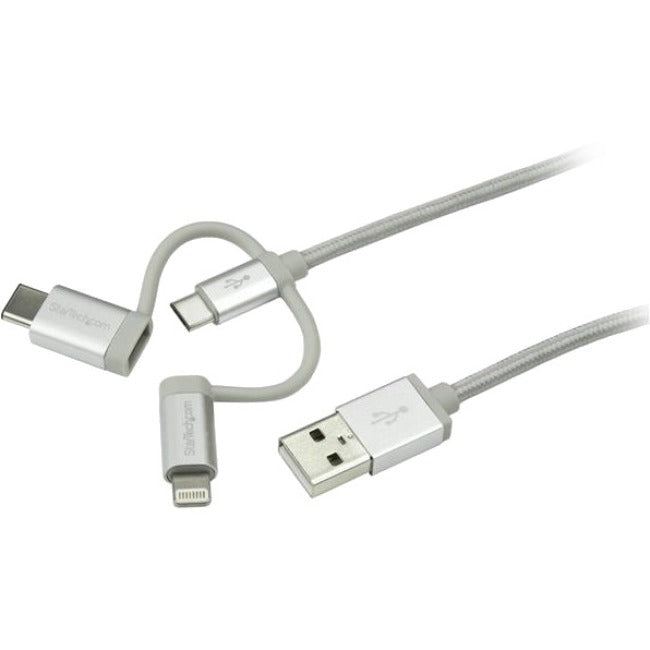 StarTech Câble de charge multiple USB de 1 m - Tressé - Certifié Apple MFi - USB 2.0 - Charge 1x appareil à la fois -