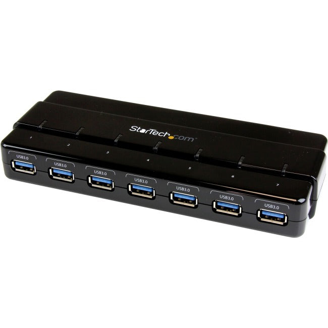 StarTech.com Concentrateur USB 3.0 SuperSpeed 7 ports - Concentrateur USB de bureau avec adaptateur secteur - Noir