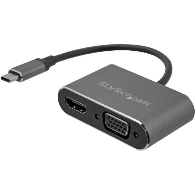 StarTech.com Adaptateur USB C vers VGA et HDMI - Aluminium - Adaptateur multiport USB-C - Câble intégré 15,24 cm 6 pouces