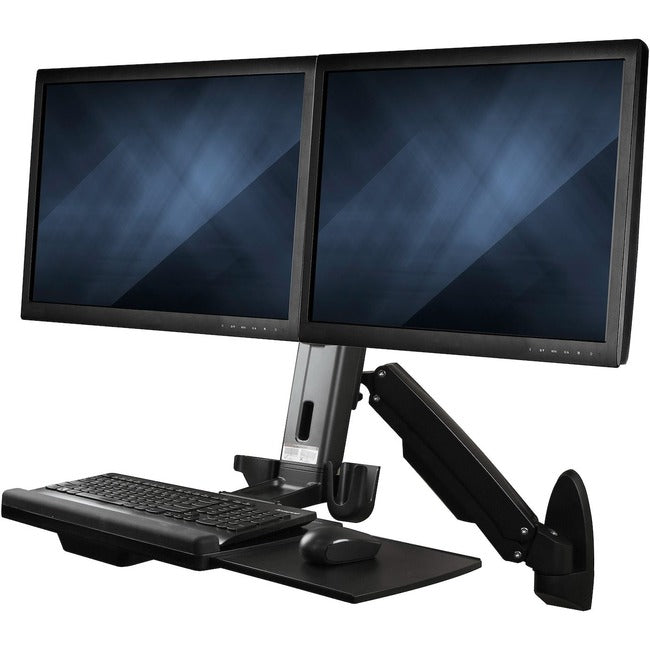 Station de travail murale StarTech.com, bureau debout à mouvement complet avec double écran VESA ergonomique réglable en hauteur et bras pour clavier