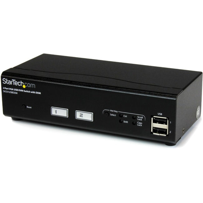 StarTech.com Commutateur KVM VGA USB 2 ports avec technologie de commutation rapide DDM et câbles
