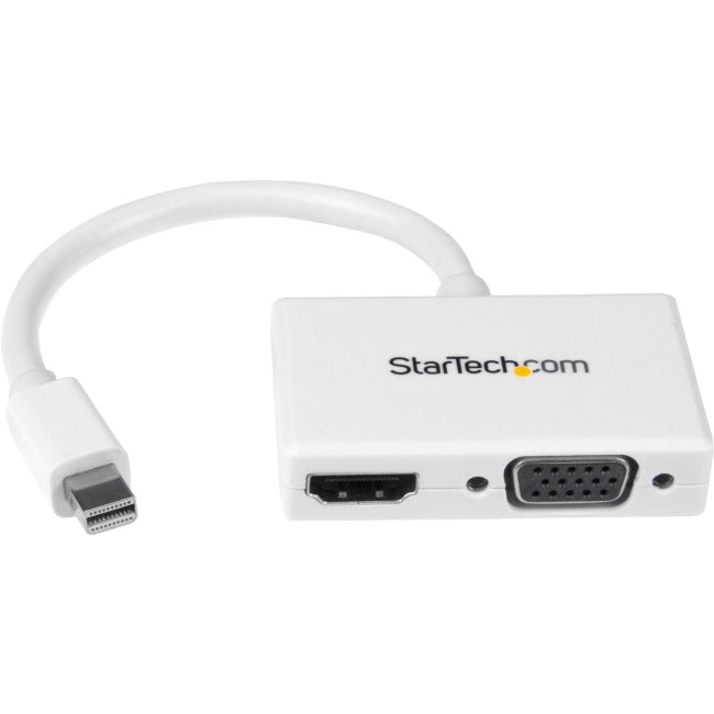 Adaptateur A/V de voyage StarTech.com - Convertisseur Mini DisplayPort 2 en 1 vers HDMI ou VGA - Blanc