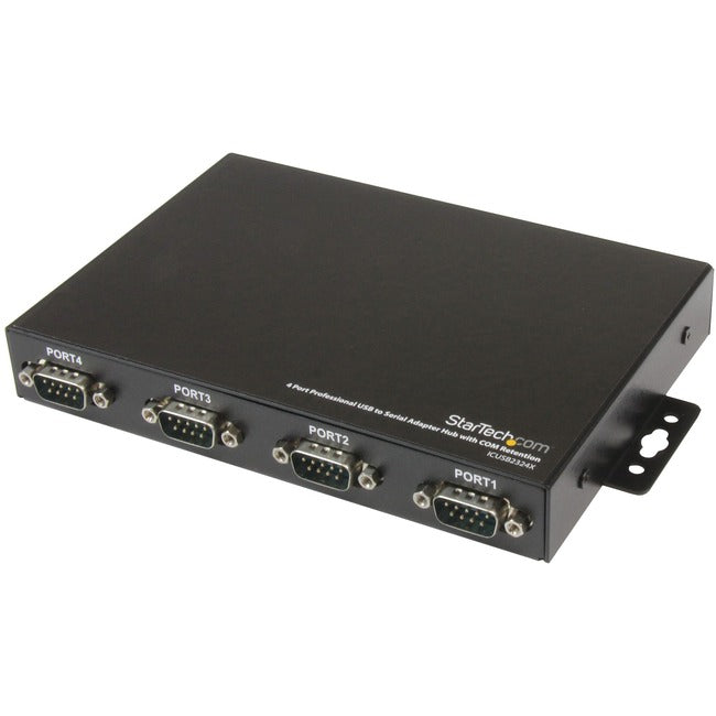 StarTech.com USB to Serial Adapter Hub - 4 Port - Wall Mount - COM Port Retention - Texas Instruments - USB to RS232 Adapter