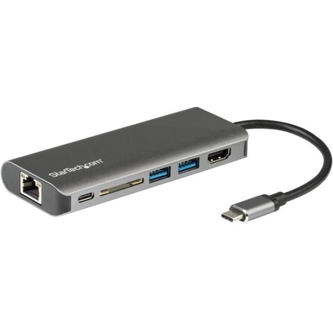 StarTech.com Adaptateur multiport USB C - Station d'accueil de voyage USB Type-C vers 4K HDMI, 3x hub USB, SD, GbE, 60 W PD 3.0 Pass-Through - Mini station d'accueil pour ordinateur portable
