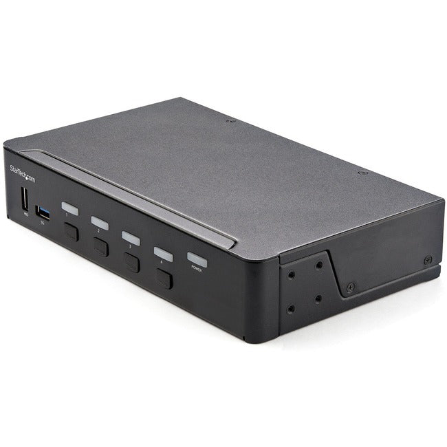StarTech.com Commutateur KVM HDMI 4 ports HDR UHD 4K 60 Hz, écran unique HDMI 2.0, hub USB 3.0 2 ports, 4x USB HID, audio, commutation par raccourci clavier, TAA