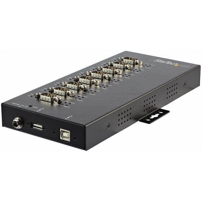 StarTech.com Adaptateur de concentrateur série 8 ports USB vers RS232/RS485/RS422 - Convertisseur série USB 2.0 vers DB9 en métal industriel - Montable sur rail DIN