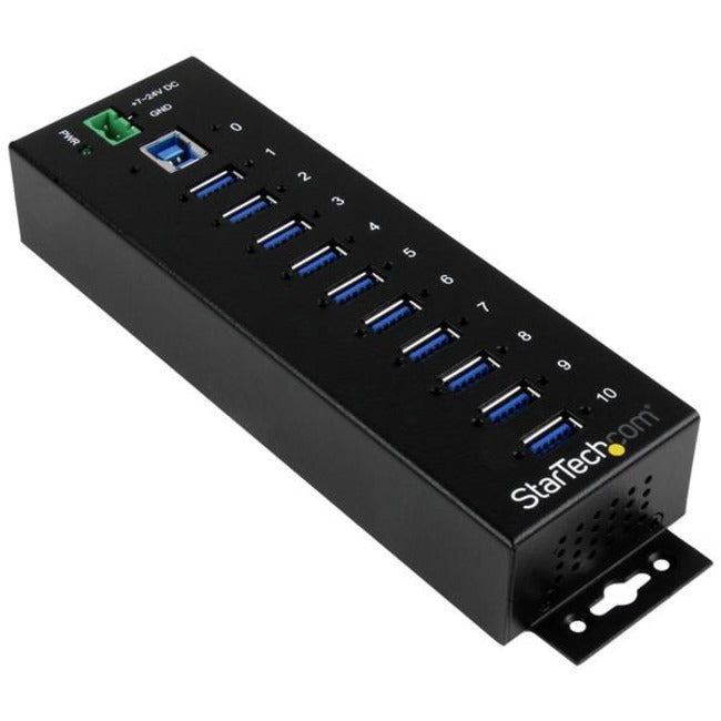 StarTech.com Hub industriel USB 3.0 à 10 ports - Protection contre les décharges électrostatiques et les surtensions - Boîtier métallique à montage sur rail DIN ou en surface