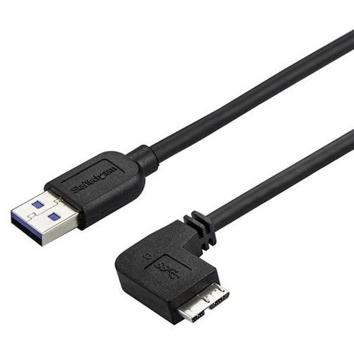 StarTech.com Câble Micro USB 3.0 fin 0,5 m 20 pouces - M/M - USB 3.0 A vers Micro USB à angle droit - USB 3.1 Gen 1 (5 Gbit/s)