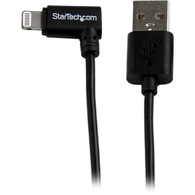 StarTech.com 1m (3ft) Angled Black Apple 8-pin Lightning Connector to USB Cable for iPhone / iPod / iPad