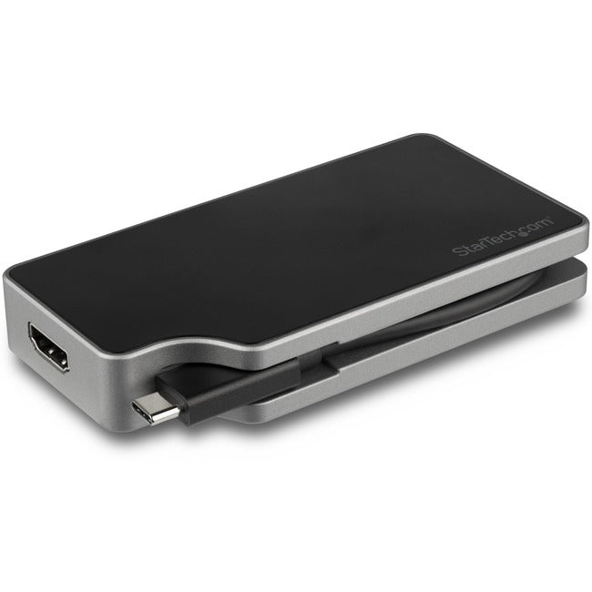 StarTech.com Adaptateur vidéo multiport USB C 4-en-1 - Alimentation 95 W - Gris sidéral - Aluminium - 4K60Hz - Câble enveloppant - Adaptateur USB C (CDPVDHMDPDP)