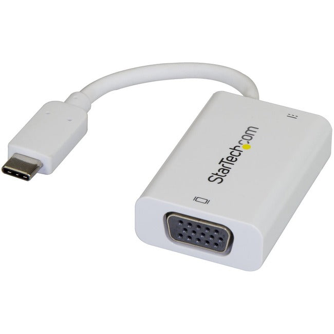 StarTech.com Adaptateur USB C vers VGA avec 60 W Power Delivery Pass-Through - Convertisseur vidéo USB Type-C vers VGA 1080p avec charge - Blanc