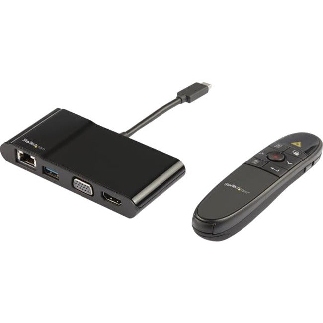 StarTech.com Adaptateur multiport USB-C avec télécommande de présentation sans fil - Mac ou Windows - VGA ou HDMI 4K - Avec Ethernet Gigabit - Station d'accueil pour ordinateur portable Bundle