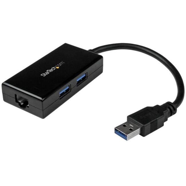 Adaptateur réseau StarTech.com USB 3.0 vers Gigabit avec concentrateur USB à 2 ports intégré - Prise en charge des pilotes natifs (Windows, Mac et Chrome OS)