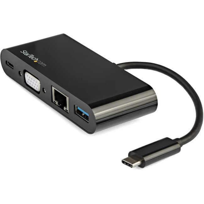StarTech.com Adaptateur multiport USB C - Mini station d'accueil USB-C avec vidéo VGA - Passthrough d'alimentation 60 W - USB Type-A 5 Gbit/s - Gigabit Ethernet