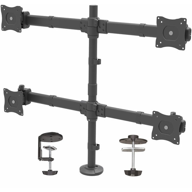 StarTech.com Desk Mount Quad Monitor Arm - 4 VESA Displays up to 27" - Ergonomic Height Adjustable Articulating Pole Mount - Clamp/Grommet