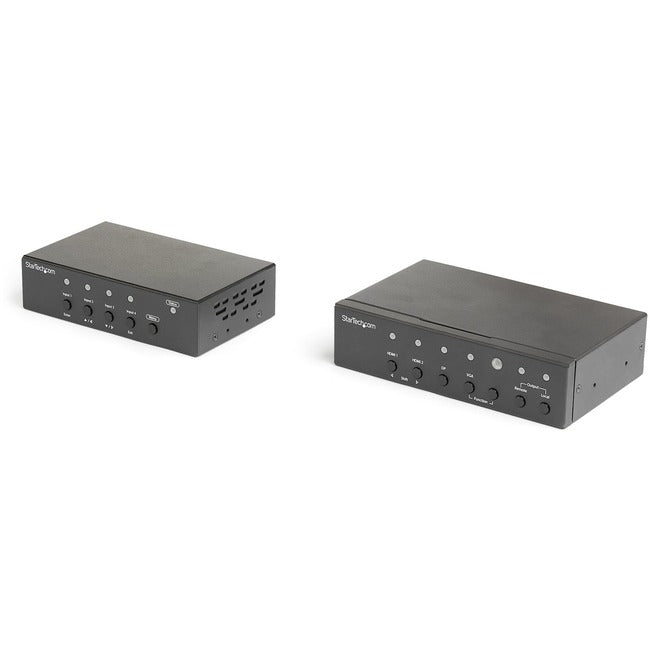 StarTech.com Kit d'extension HDBaseT multi-entrées avec commutateur intégré et scaler vidéo - DisplayPort HDMI et VGA sur CAT6 ou CAT5e