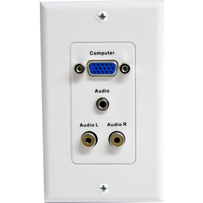 StarTech.com 15-Pin Female VGA Wall Plate with 3.5mm and RCA - White