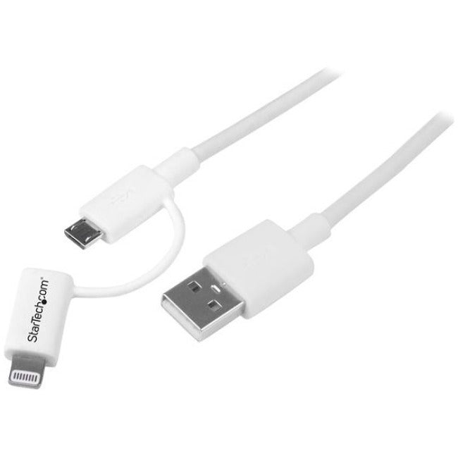 StarTech.com Câble Apple Lightning ou Micro USB vers USB de 1 m (3 pi) pour iPhone / iPod / iPad - Blanc