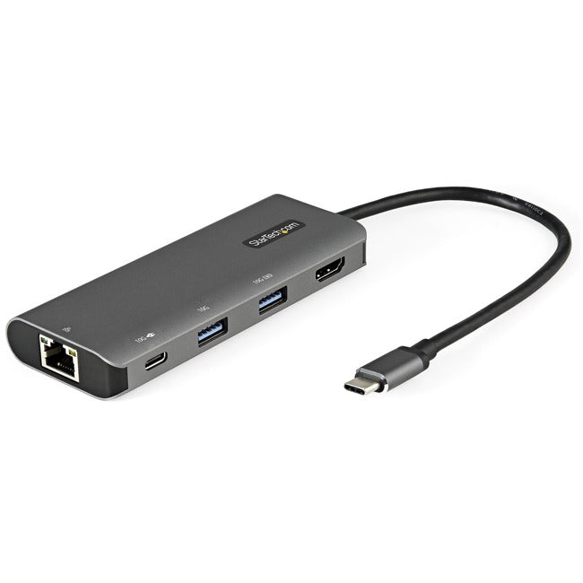StarTech.com Adaptateur multiport USB C - Mini station d'accueil USB 3.1 Gen 2 Type-C 10 Gbit/s - HDMI 4K 30 Hz - Passthrough PD 100 W - 3xUSB/GbE - Câble 10"