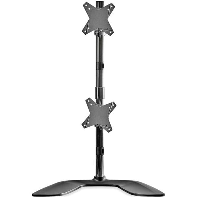 StarTech.com Vertical Dual Monitor Stand - Free Standing Height Adjustable Stacked Desktop Monitor Stand up to 27 inch VESA Mount Displays