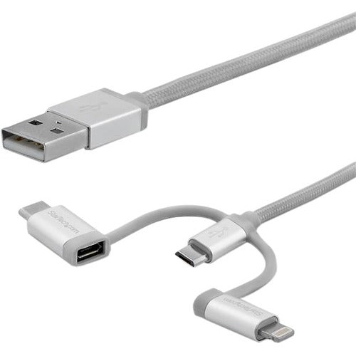 StarTech Câble de chargement multiple USB de 2 m - Tressé - Certifié Apple MFi - USB 2.0 - Charge 1x appareil à la fois -