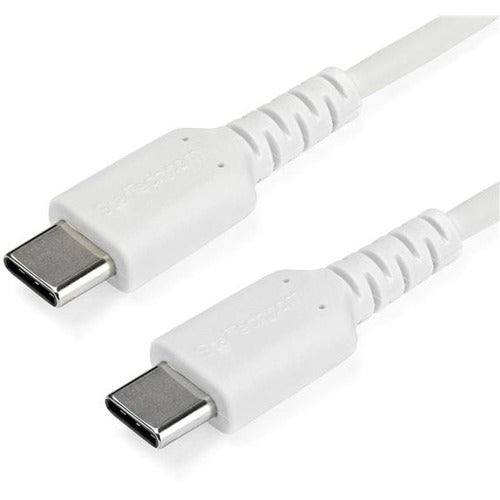 StarTech.com Câble de charge USB C de 1 m - Cordon de charge et de synchronisation rapides et durables USB 3.1 Type C vers C - Gaine TPE Fibre aramide M/M 60 W Blanc
