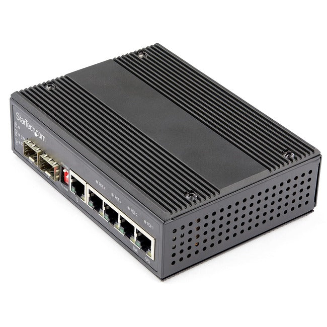 StarTech.com Commutateur Ethernet Gigabit industriel 6 ports avec 4 emplacements PoE RJ45 + 2 SFP 30W 802.3at PoE+ 12-48VDC 10/100/1000 Mbps -40C à 75C