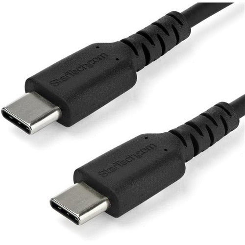 StarTech.com Câble de charge USB C 1 m - Cordon de charge et de synchronisation rapide et durable USB 3.1 Type C vers C - Gaine TPE Fibre aramide M/M 60 W Noir