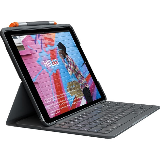 Étui clavier/étui Logitech Slim Folio Apple, tablette Logitech iPad (7e génération) - Graphite