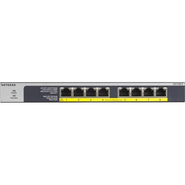 Commutateur non géré Netgear PoE/PoE+ Gigabit Ethernet à 8 ports (GS108LP)