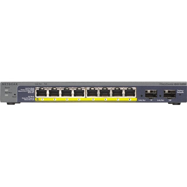 Netgear ProSafe GS110TP Switch Ethernet PoE 8Ports+2 SPF