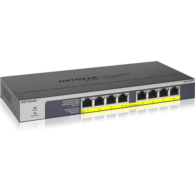 Commutateur non géré Netgear Gigabit Ethernet PoE+ à 8 ports (GS108PP) 