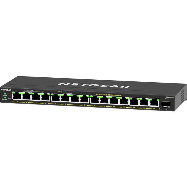 Netgear Commutateur PoE+ Gigabit Ethernet Plus haute puissance à 16 ports (231 W) avec 1 port SFP