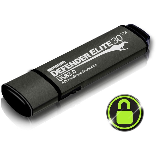 Kanguru Defender Elite30™ Hardware Encrypted Secure Flash Drive, 64G